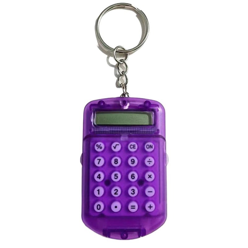 Mini transparent flip calculator for elementary school students, portable calculator for exams, cute keychain gift.